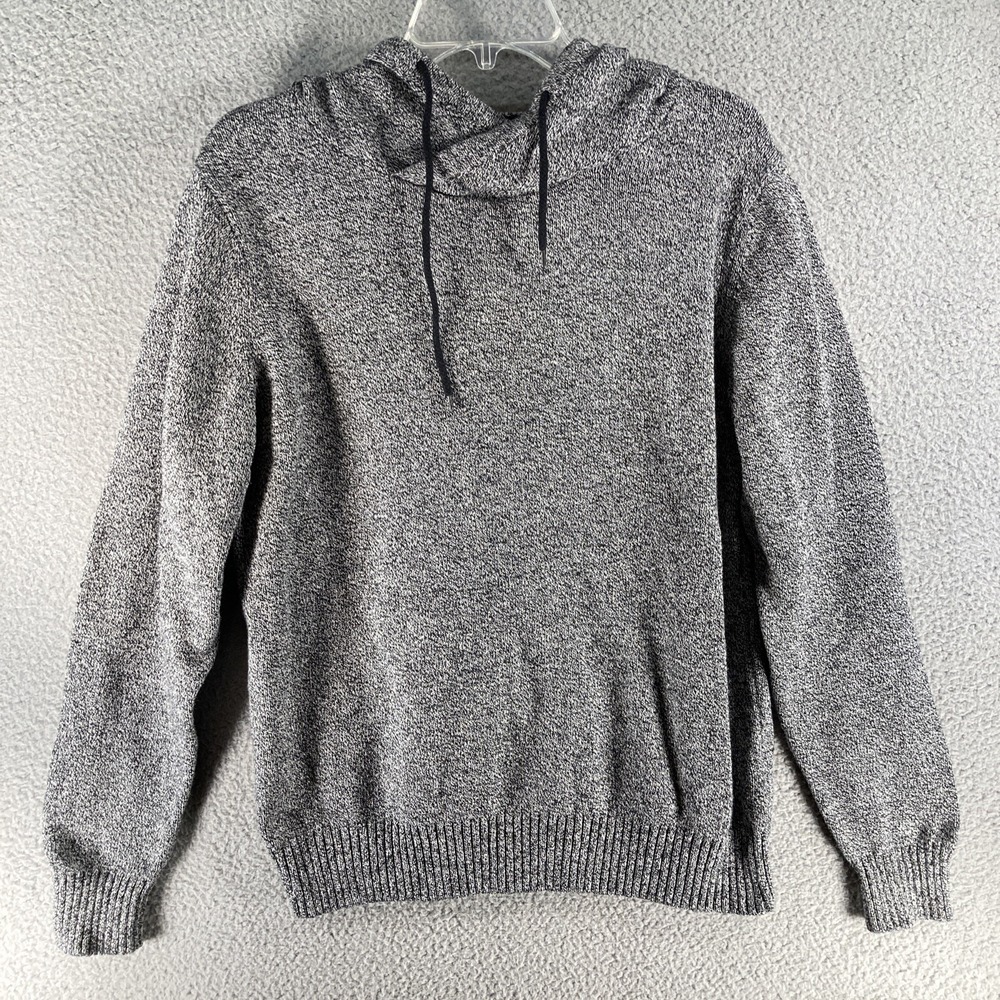 Company 81 Sweater Men's Medium Black White Hooded‎ Cotton Blend Pullover Skater